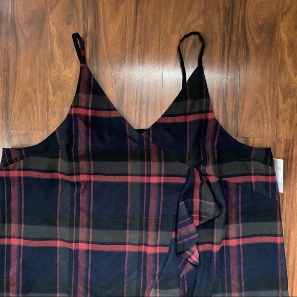 BP. Brass Plum Plaid Ruffle Surplice Tank Dress - Picture 5 of 9